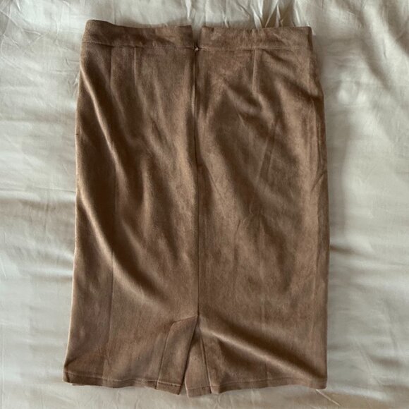 Superpower Tan Suede Pencil Skirt - Picture 8 of 9
